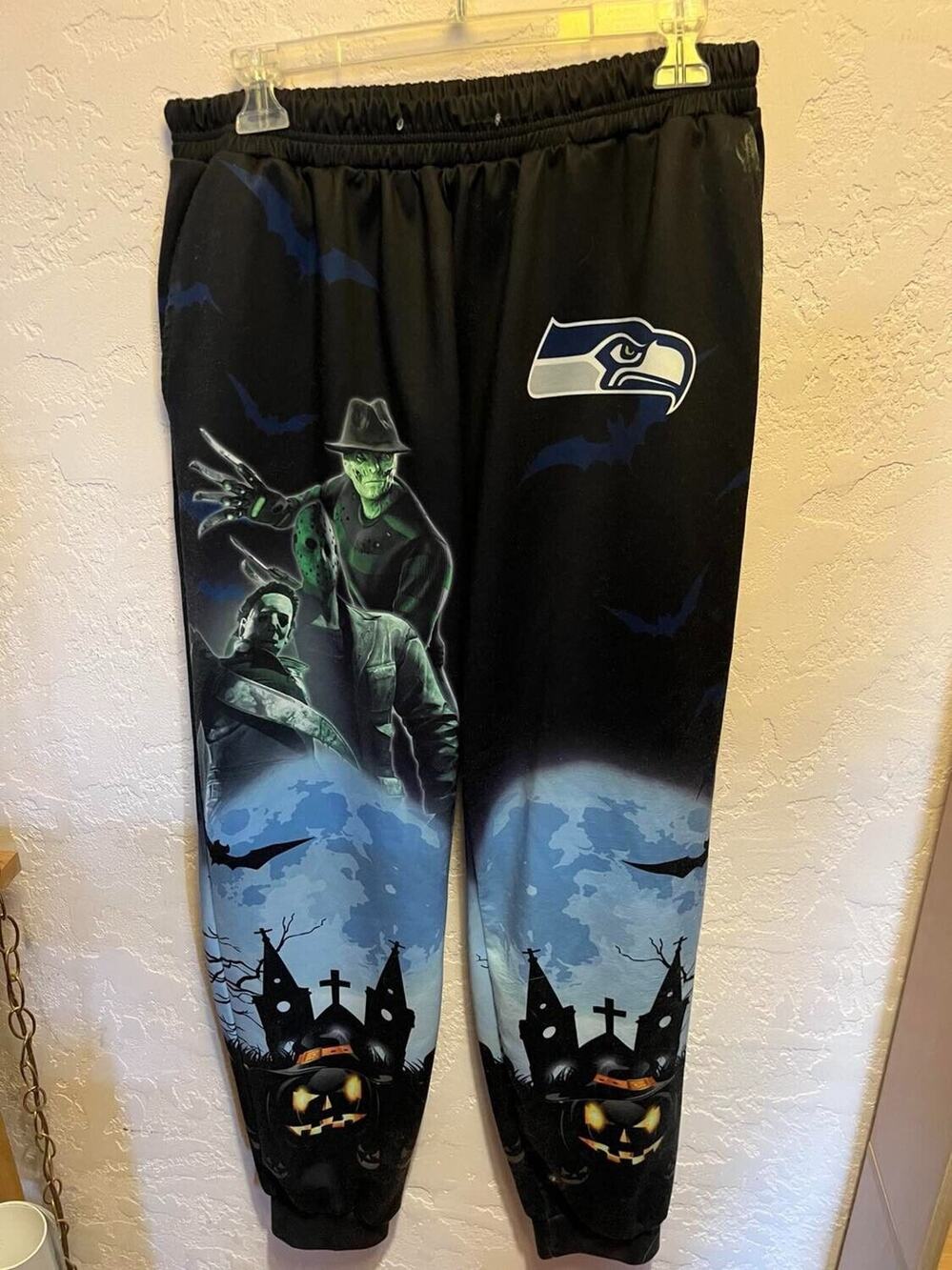 Seattle Seahawks Horror Halloween Sweatpants Youth XXL Gothic NFL Fan Sweats